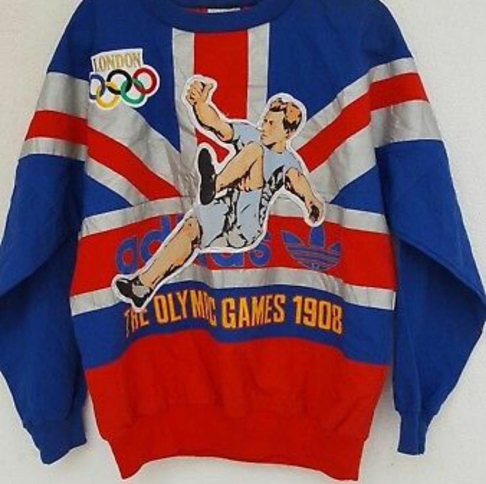 EXTREMELY RARE ADIDAS VINTAGE 80'S LONDON OLYMPIC GAMES 1908 TO 1948 SWEATSHIRT